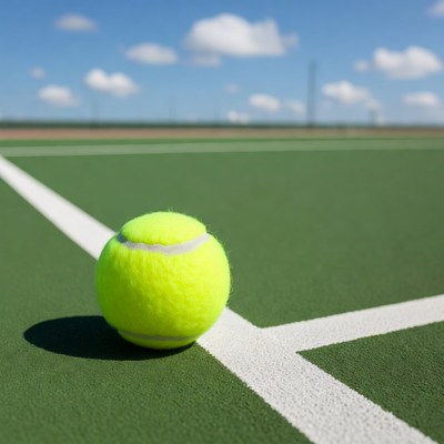 Tennis Ball on Green Court