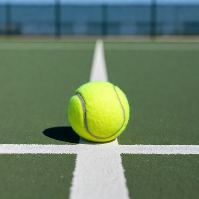 Tennis Ball on Green Court