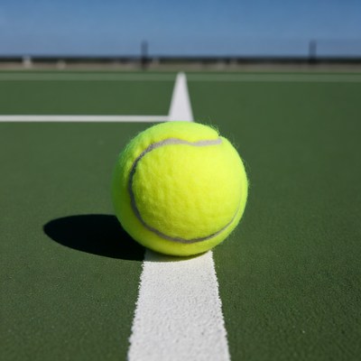 Tennis ball on green court