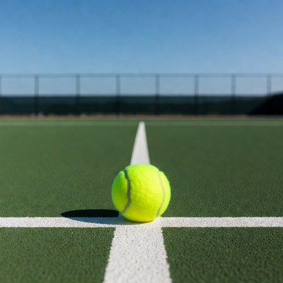 Tennis Ball on Court Line