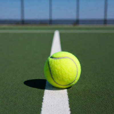 Tennis Ball on Court Line