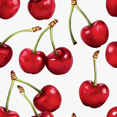 Red Cherries Seamless Pattern Illustration
