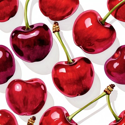 Red Cherries Seamless Pattern