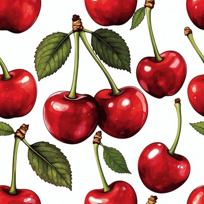 Red Cherries Seamless Pattern