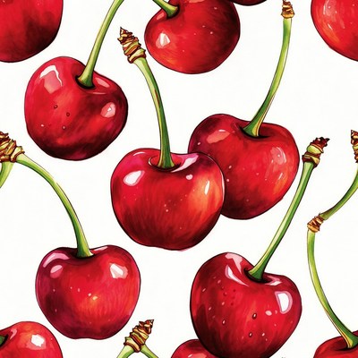 Red Cherries Seamless Pattern
