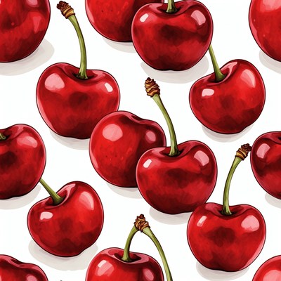 Red Cherries Seamless Pattern