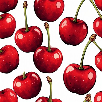Red Cherries Seamless Pattern
