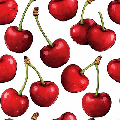 Red Cherries Seamless Pattern