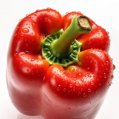 Red Bell Pepper with Water Droplets