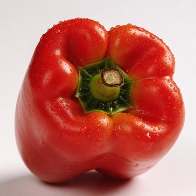 Red Bell Pepper with Water Droplets