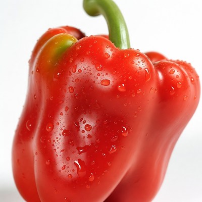 Red Bell Pepper with Water Droplets