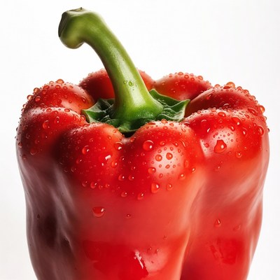 Red Bell Pepper with Water Droplets