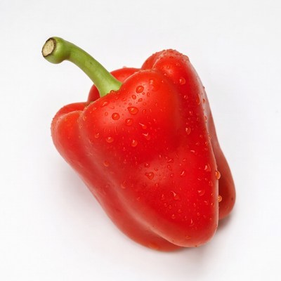 Fresh Red Bell Pepper with Water Droplets