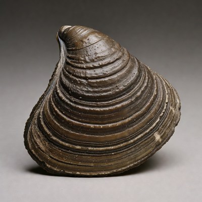 Brown ridged clam shell