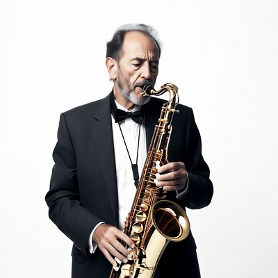 Man playing saxophone in tuxedo