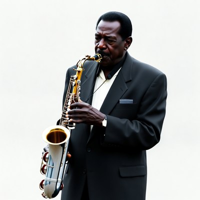 African-American man playing saxophone