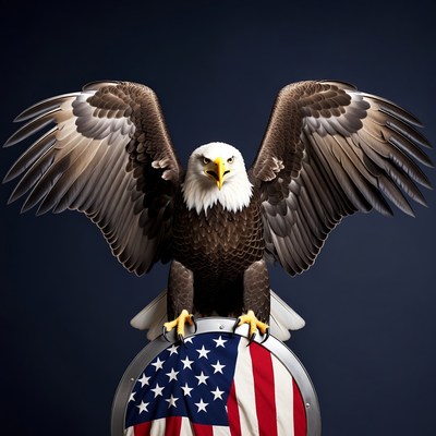 Bald Eagle on American Flag