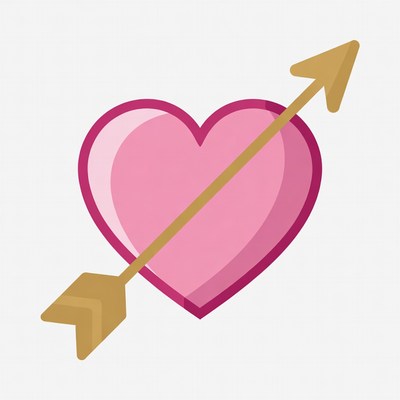 Pink Heart with Golden Arrow