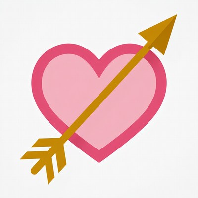 Pink Heart Pierced by Golden Arrow