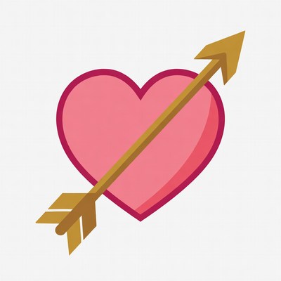 Pink Heart Pierced by Golden Arrow
