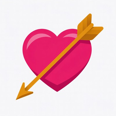 Pink Heart Pierced by Golden Arrow