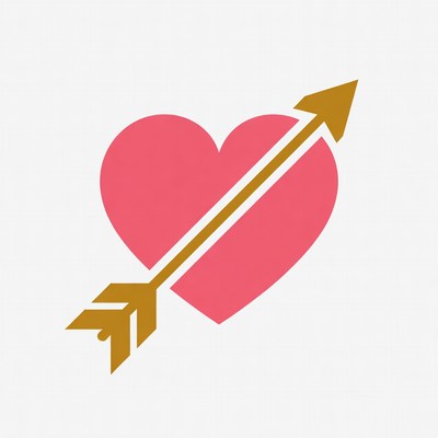 Pink Heart Pierced by Golden Arrow