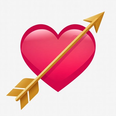 Pink Heart Pierced by Golden Arrow