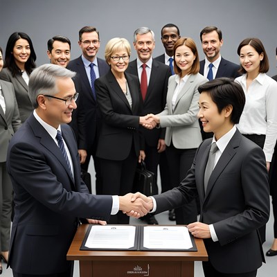 Business handshake over contract