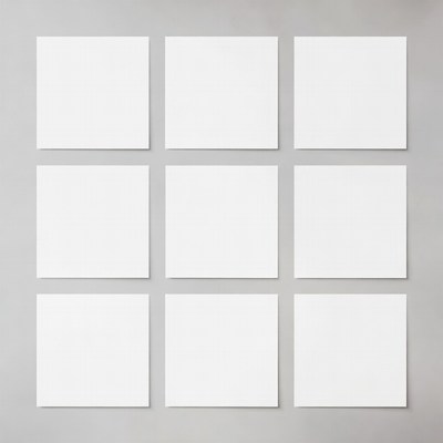 Nine Blank White Square Frames