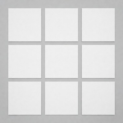 9 White Squares on Gray Background