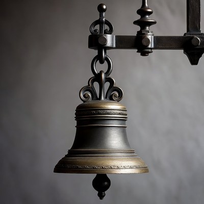 Vintage Brass Bell on Wall Mount