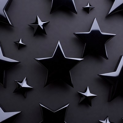 Black Glossy Stars on Dark Background