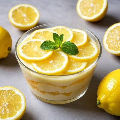 Lemon Dessert with Mint Garnish