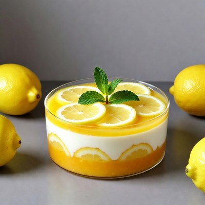 Lemon Curd Dessert with Mint