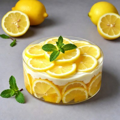 Lemon Dessert with Mint Garnish