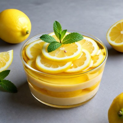 Lemon Custard Dessert with Mint