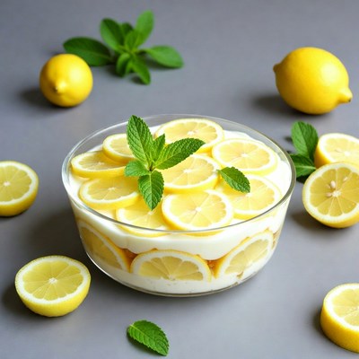 Lemon Slices Mint Trifle Dessert