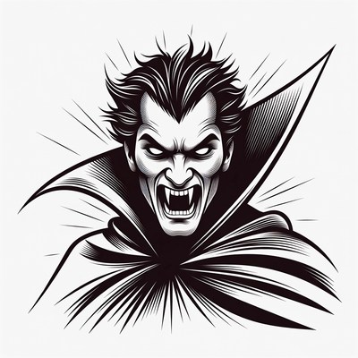 Fierce snarling vampire illustration