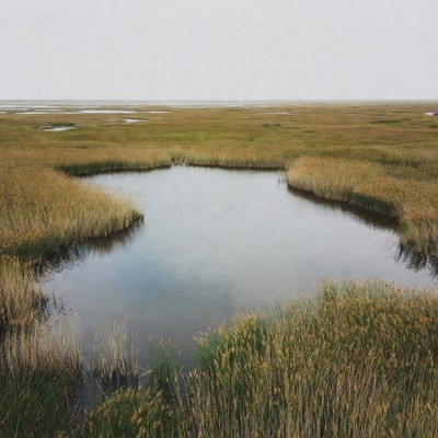 Marshland Pond with Tall Grasses