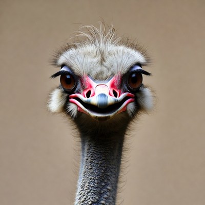 Funny ostrich smiling face