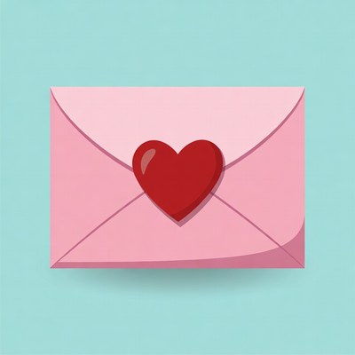Pink envelope with red heart