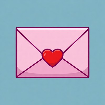 Pink envelope with red heart