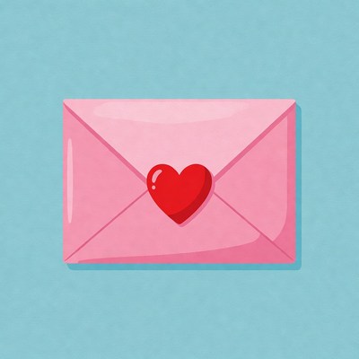 Pink envelope with red heart