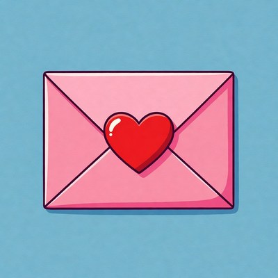Pink Envelope with Red Heart