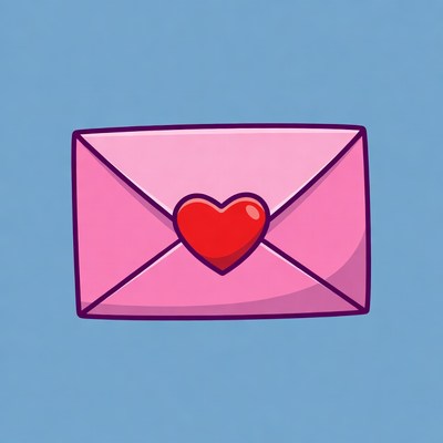Pink envelope with red heart