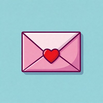 Pink envelope with red heart