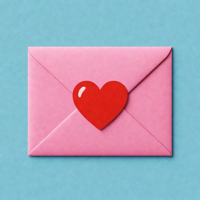 Pink envelope with red heart