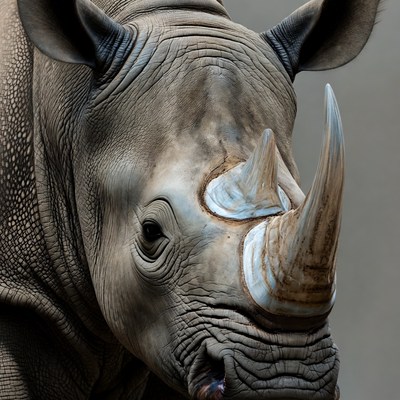 Close-up of white rhinoceros head