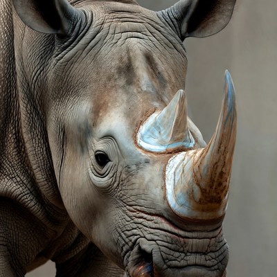 Close-up of white rhinoceros face