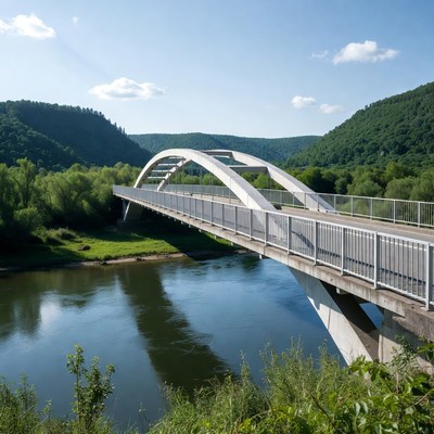 Arch Bridge over River Valley